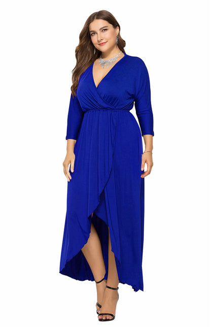 Women's Plus Size Solid Deep V Dress - Hiccupzz