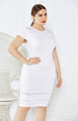 Women's Plus Size Solid Color Round Neck Short Sleeve Dress - Hiccupzz