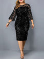 Women's Personalized Sequin Design Plus Size Dress - Hiccupzz