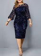 Women's Personalized Sequin Design Plus Size Dress - Hiccupzz