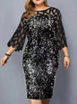 Women's Personalized Sequin Design Plus Size Dress - Hiccupzz