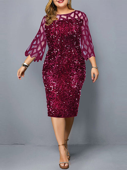 Women's Personalized Sequin Design Plus Size Dress - Hiccupzz