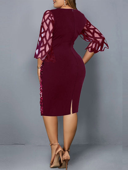 Women's Personalized Sequin Design Plus Size Dress - Hiccupzz