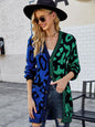 Women's Color Block Leopard Print Pattern Cardigan - Hiccupzz