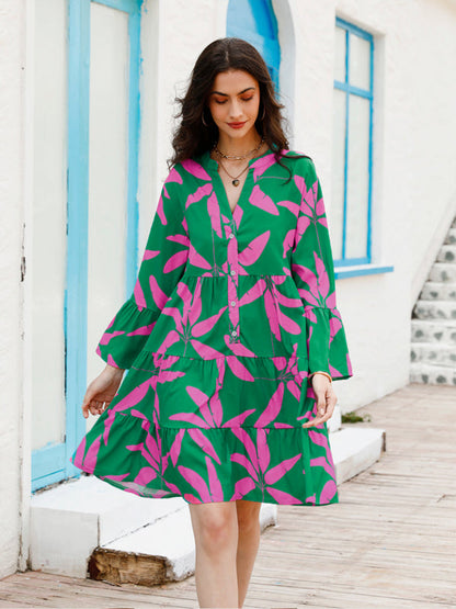 Women's Floral Print Babydoll Dress - Hiccupzz