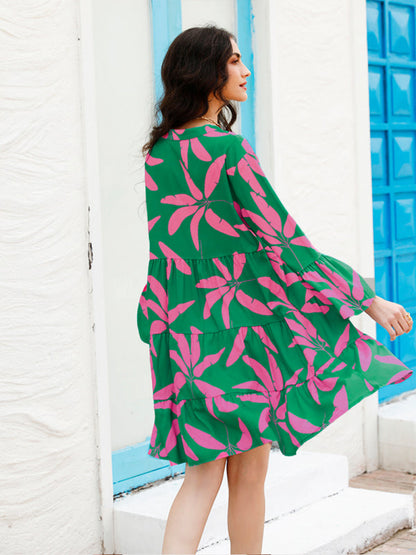 Women's Floral Print Babydoll Dress - Hiccupzz