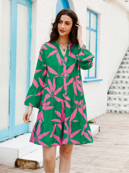 Women's Floral Print Babydoll Dress - Hiccupzz