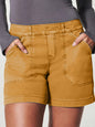 New fashion all-match women's high elastic twill large pocket solid color casual shorts - Hiccupzz