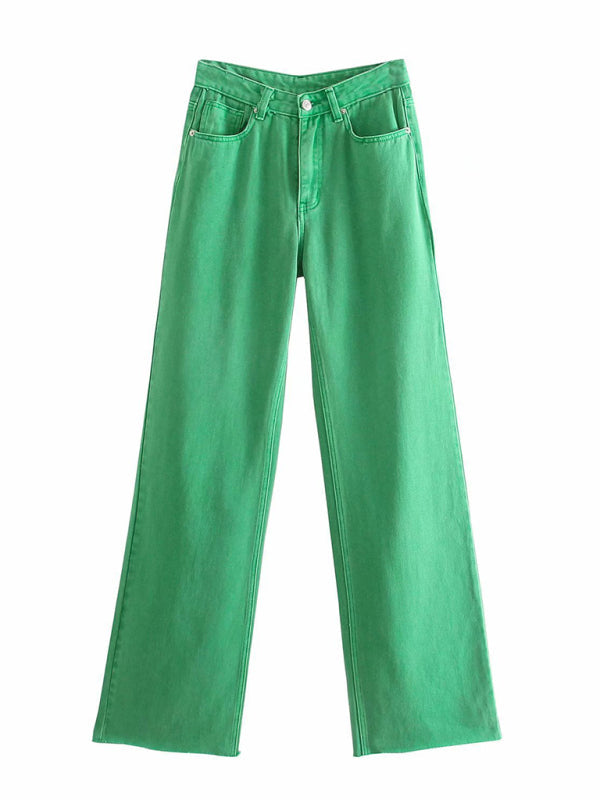 New Street High Waist Casual Straight Leg Wide Leg Pants Female Jeans - Hiccupzz