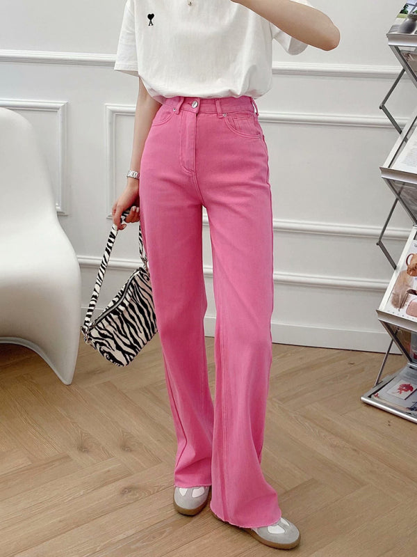 New Street High Waist Casual Straight Leg Wide Leg Pants Female Jeans - Hiccupzz