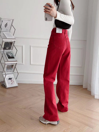 New Street High Waist Casual Straight Leg Wide Leg Pants Female Jeans - Hiccupzz