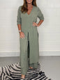 New women's clothing casual home going out slit long jacket trousers suit - Hiccupzz