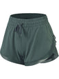 New Fake Two Piece Gym Shorts Women High Waist Elastic Tight Sports Yoga Pants - Hiccupzz
