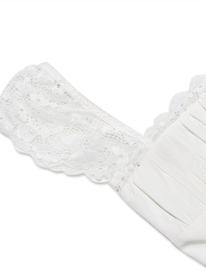 Lace Square Neck Slip Dress Slim Backless White French Dress - Hiccupzz
