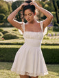 Lace Square Neck Slip Dress Slim Backless White French Dress - Hiccupzz