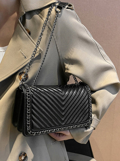 Embroidered thread chain portable small square bag shoulder bag - Hiccupzz
