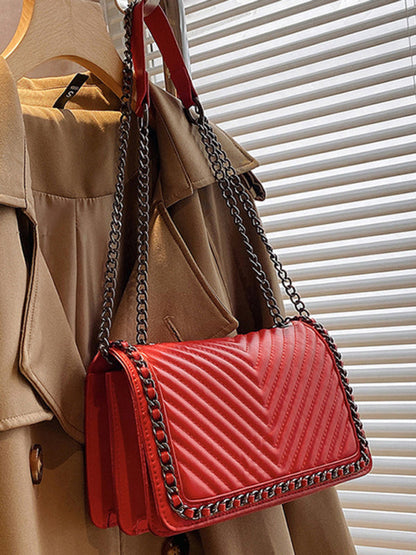 Embroidered thread chain portable small square bag shoulder bag - Hiccupzz