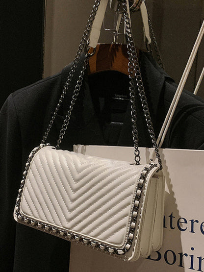 Embroidered thread chain portable small square bag shoulder bag - Hiccupzz