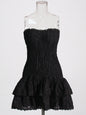 New Arrival Strapless Slim Ruffle Hem Embroidered Short Dress - Hiccupzz