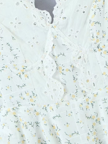 New lace embroidery printed waist dress V-neck halter skirt - Hiccupzz