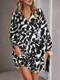 Women's Fashion Casual Printed V-Neck Dress - Hiccupzz