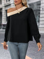 New women's color-block cross-shoulder shirt - Hiccupzz