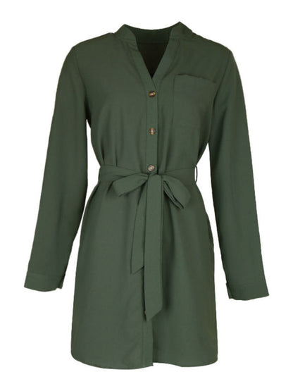 New women's solid color long-sleeved dress - Hiccupzz
