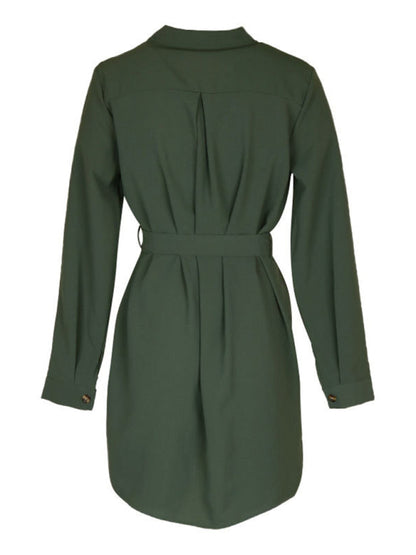 New women's solid color long-sleeved dress - Hiccupzz