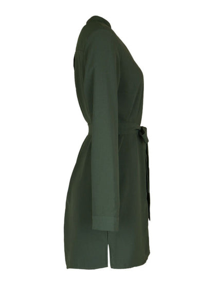 New women's solid color long-sleeved dress - Hiccupzz