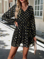 New women's autumn chiffon v-neck long-sleeved commuter dress - Hiccupzz