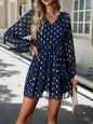New women's autumn chiffon v-neck long-sleeved commuter dress - Hiccupzz