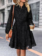 Women's new solid color three-dimensional jacquard long-sleeved round neck dress - Hiccupzz
