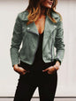 New women's lapel diagonal zipper short tops for women - Hiccupzz