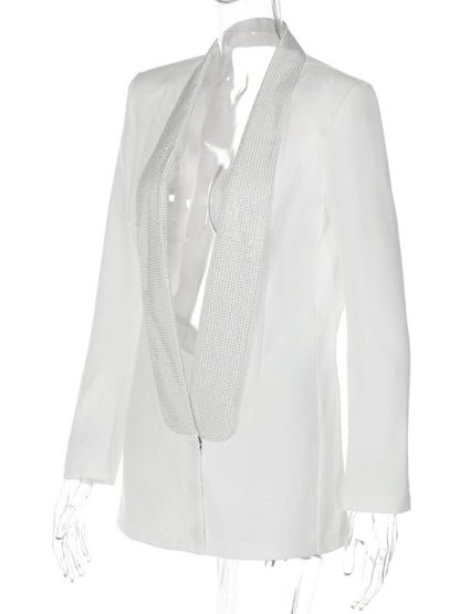 New sexy deep personality hot rhinestone design big backless suit jacket - Hiccupzz