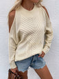 Women's Long Sleeve Thick Knitted Round Neck Twist Rope Sweater - Hiccupzz