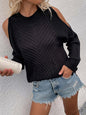Women's Long Sleeve Thick Knitted Round Neck Twist Rope Sweater - Hiccupzz
