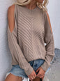 Women's Long Sleeve Thick Knitted Round Neck Twist Rope Sweater - Hiccupzz