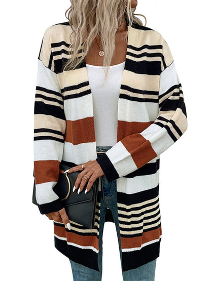 New color block long sweater cardigan - Hiccupzz