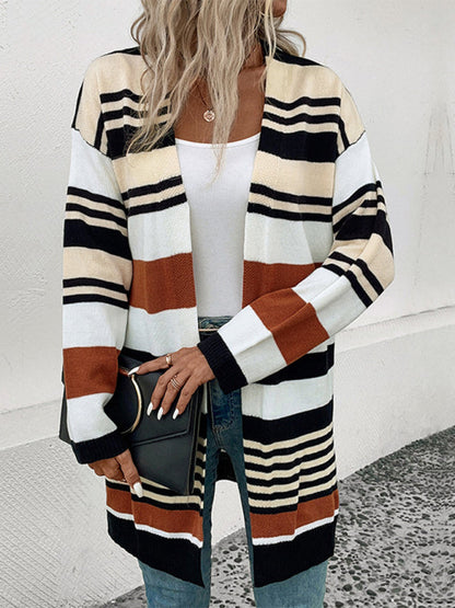 New color block long sweater cardigan - Hiccupzz