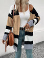New long sleeve contrast color cardigan sweater - Hiccupzz