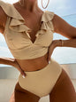 New women's lace V-neck ruffled high-waist split swimsuit bikini - Hiccupzz
