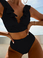 New women's lace V-neck ruffled high-waist split swimsuit bikini - Hiccupzz