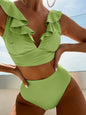 New women's lace V-neck ruffled high-waist split swimsuit bikini - Hiccupzz