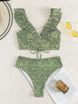 New women's lace V-neck ruffled high-waist split swimsuit bikini - Hiccupzz