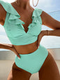 New women's lace V-neck ruffled high-waist split swimsuit bikini - Hiccupzz