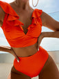 New women's lace V-neck ruffled high-waist split swimsuit bikini - Hiccupzz