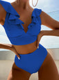 New women's lace V-neck ruffled high-waist split swimsuit bikini - Hiccupzz
