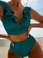 New women's lace V-neck ruffled high-waist split swimsuit bikini - Hiccupzz