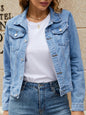 Women's slim lapel regular denim jacket - Hiccupzz