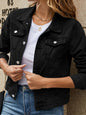 Women's slim lapel regular denim jacket - Hiccupzz